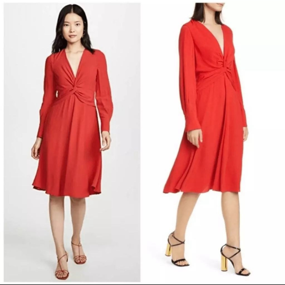 Equipment Femme Short Faun Twist Long Sleeve Dress